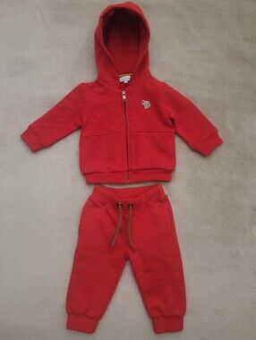 Paul Smith Baby Boy Red Sweater Hoodie & Sweat Pants 2pcs Set Size 6 Months